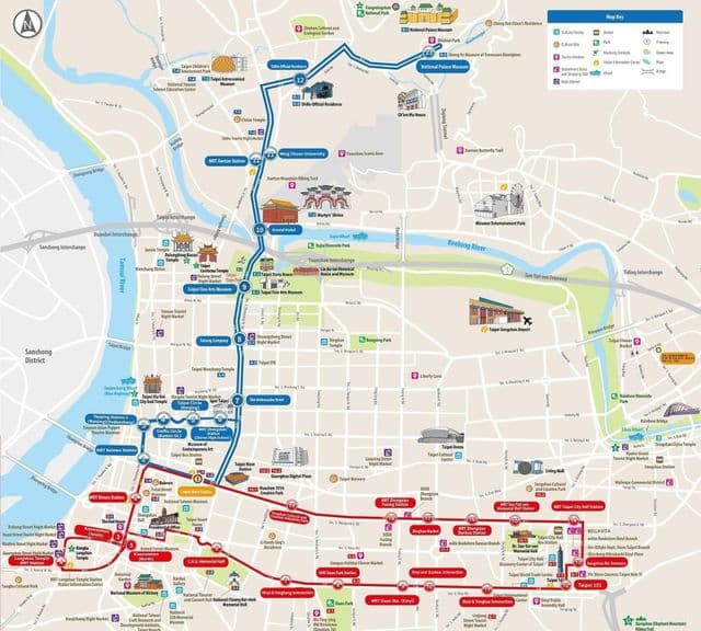 台北ホップオンホップオフバスツアーの地図