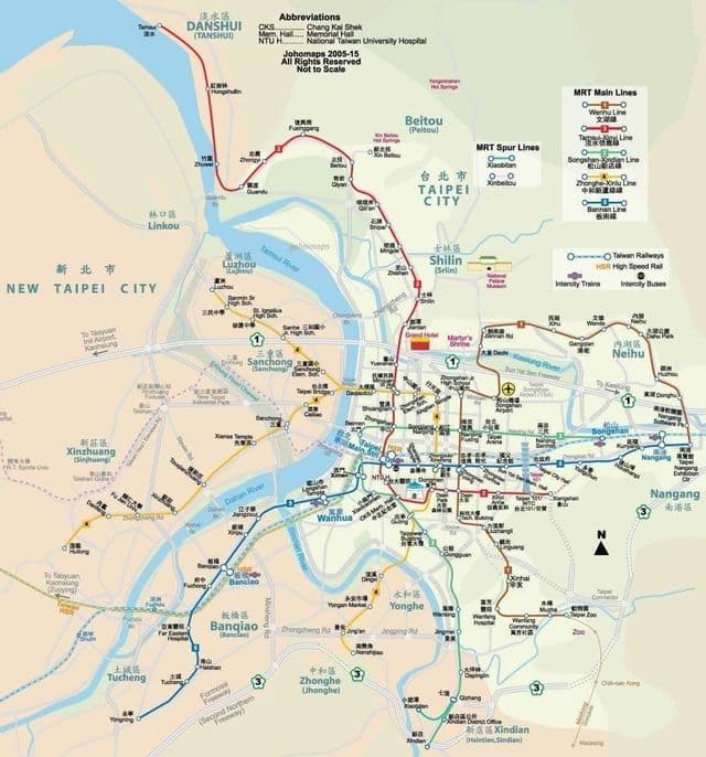 台北の鉄道駅の地図